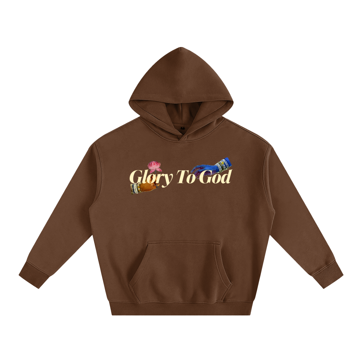 [Glory To God] Oversize Fleece Hoodie - Brown