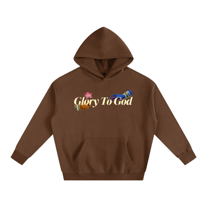 [Glory To God] Oversize Fleece Hoodie - Brown