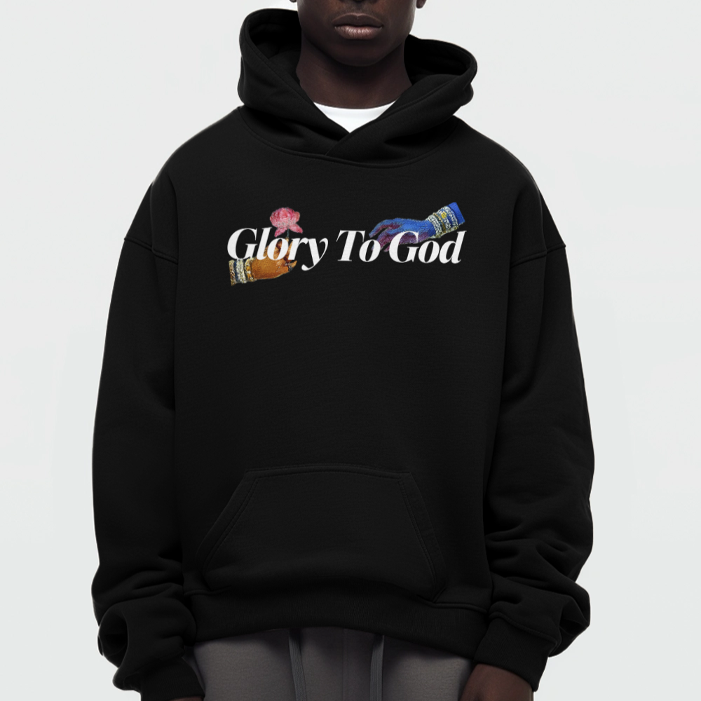 [Glory To God] Oversize Fleece Hoodie - Black