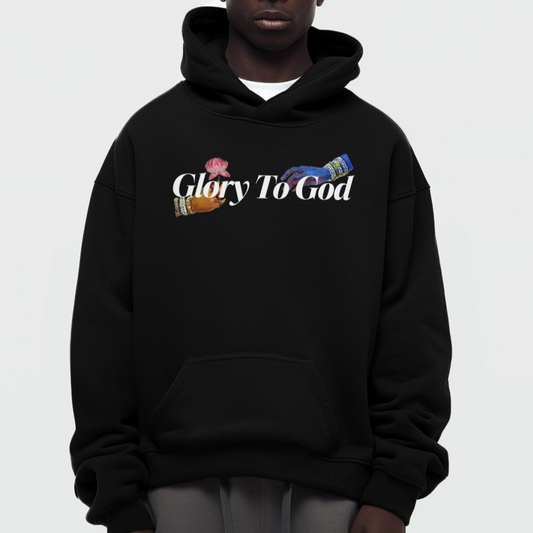 [Glory To God] Oversize Fleece Hoodie - Black