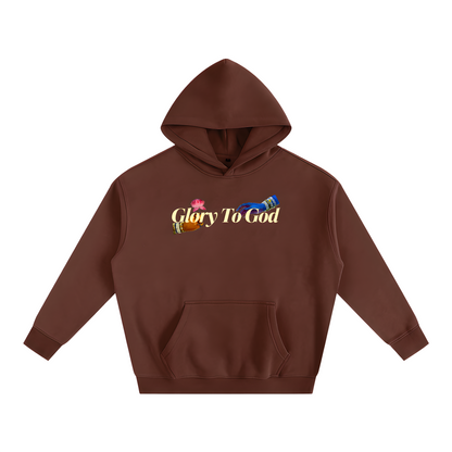 [Glory To God] Oversize Fleece Hoodie - Brown
