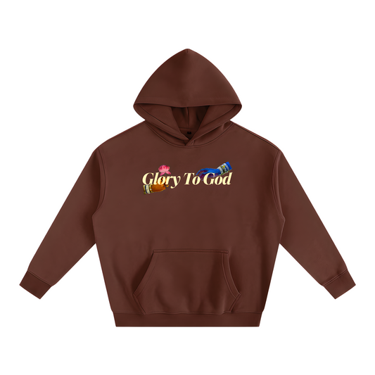 [Glory To God] Oversize Fleece Hoodie - Brown