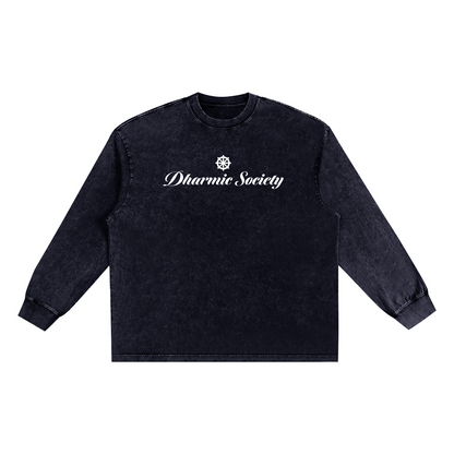 [Dharmic Society] Long Sleeve - Washed Black